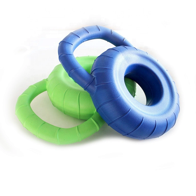 Durable Eva Foam Tyre Shape Dog Toy Larger Dogs Interactive Training Floating Throw Chewing Toy With Handle