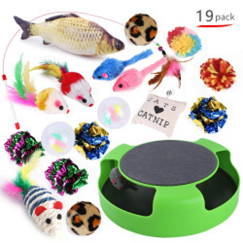 The Mouse House Flippity Fish Interactive Motorised Soft Cat Toy Set Big Hugging Plush