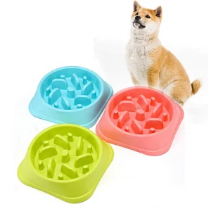 Pet Slow Eat Food Feeder Pets Raised Cat Dog Bowl