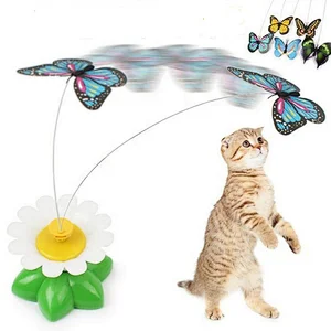 Butterfly Scratch Shake Rotate Catch Training Plastic Interactive Cat Toy Cat teaser toy with feather teaser stick