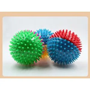 Bright Color Soft TPR Thorn Pet Kitten Chew Supplies Playing Squeaking Voice Activated Dog Spike Ball toys