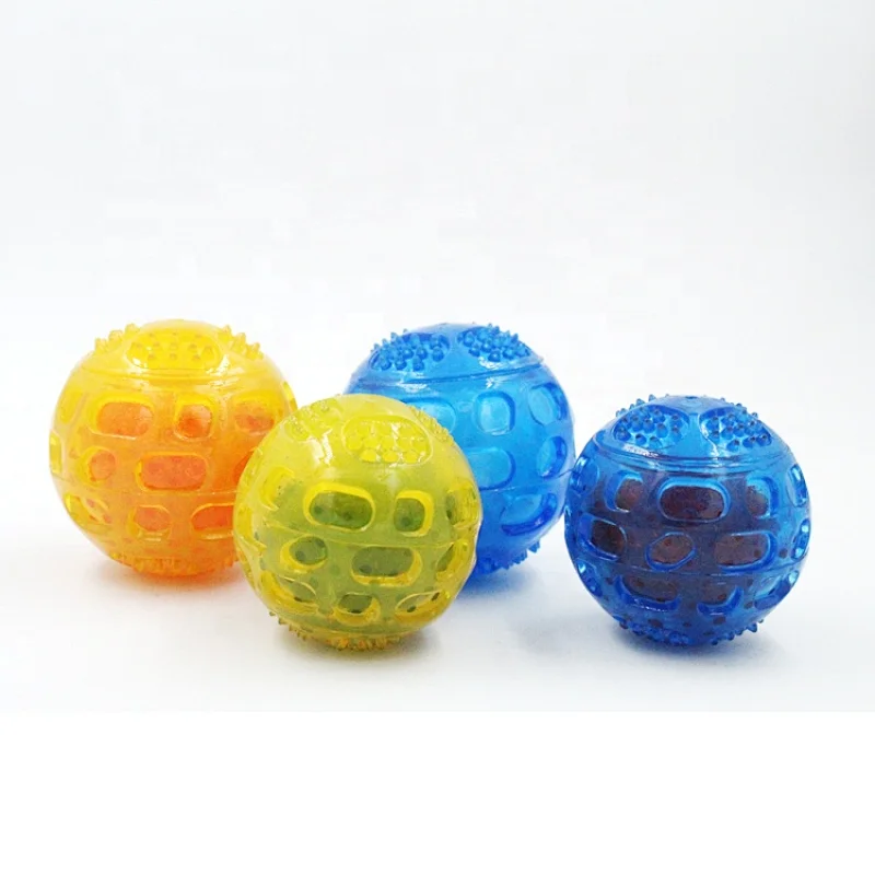 Dog Chew Toy Toothbrush  Coolable Squeaky Ball Teeth Cleaning Dogs Teether Cooling Summer Chew Toys