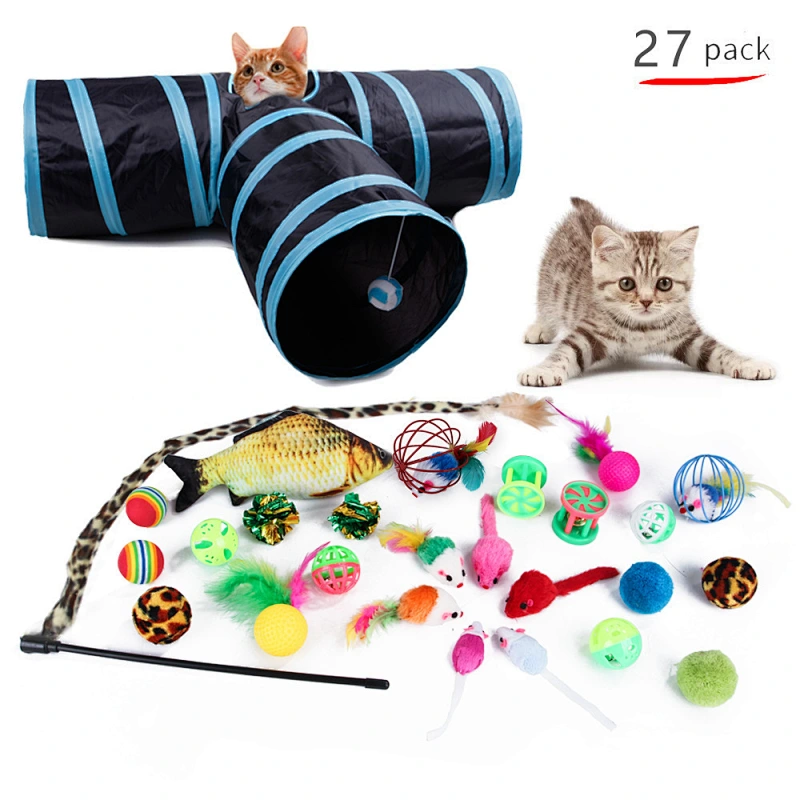 The Mouse House Flippity Fish Interactive Motorised Soft Cat Toy Set Big Hugging Plush