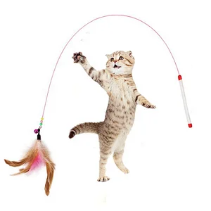 Cat Supplies Toys Steel Wire Retractable Cat Teaser Stick Feather Teasing Cats