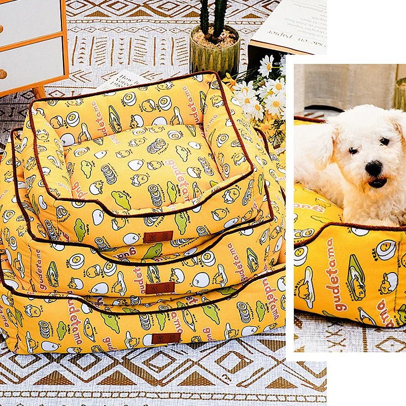 Hot sale PP cotton canvas luxury cute print pet dog beds easy clean