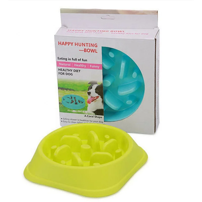 Pet Slow Eat Food Feeder Pets Raised Cat Dog Bowl