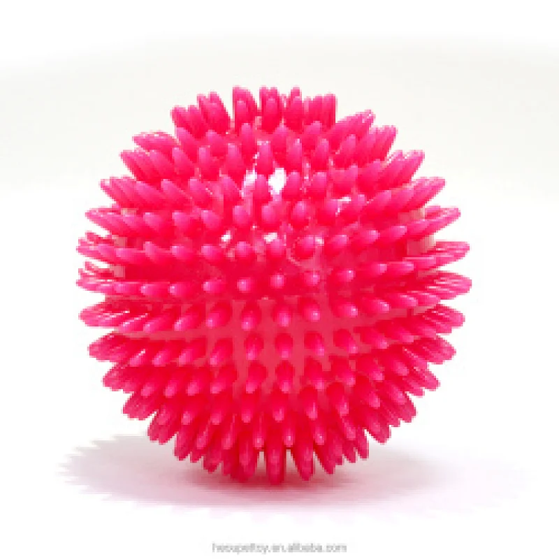 Bright Color Soft TPR Thorn Pet Kitten Chew Supplies Playing Squeaking Voice Activated Dog Spike Ball toys