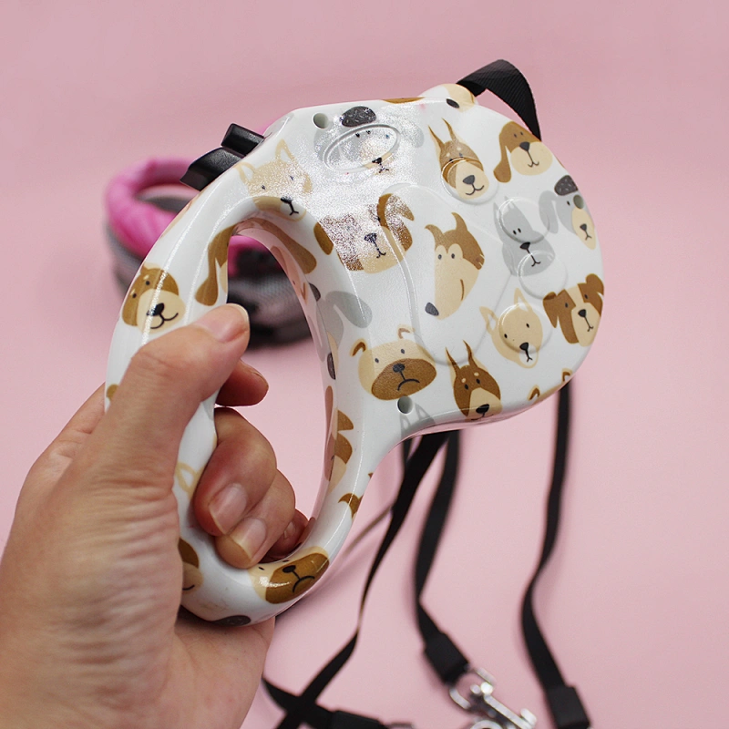 Printed Auto Dog Leash Factory Wholesale Anti-slip Retractable Handle Dog Training Lead 5m