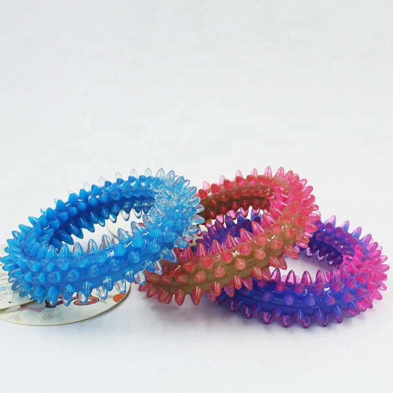 Colorful Molar Teeth Massage Ring TPR Dog Chew Toys Pet Interactive Toy