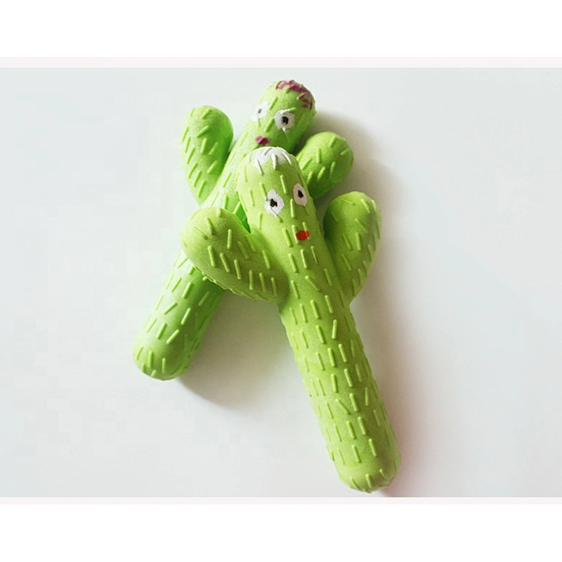 TPR Foam Pet Dog Cat Food Attractant Toy Cactus Shape Chicken Flavor Chew Toy