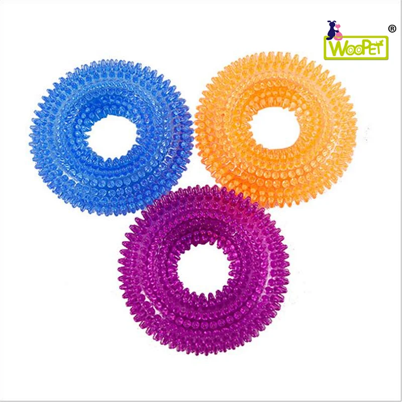 Most popular Eco Friendly Tough Aggressive Pet Chewing Molar Bite Ball Vent Tpr Dog Chew Ring Toy