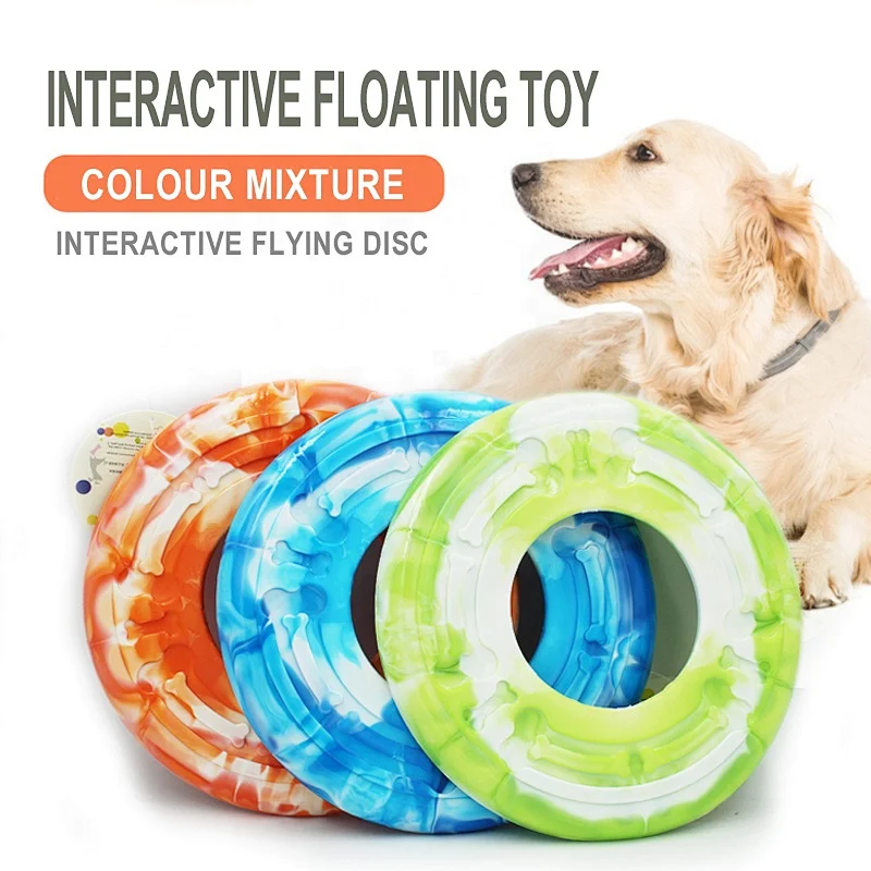 Color Mixture Dog Training Soft Toy Flying Disc Fetch Silicone Fun Dog Interactive TPR Toys