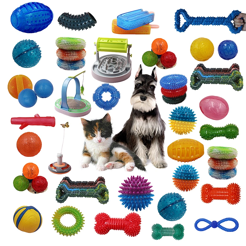 Cheap pet chewy squeaky durable cute indestructible dog toy set