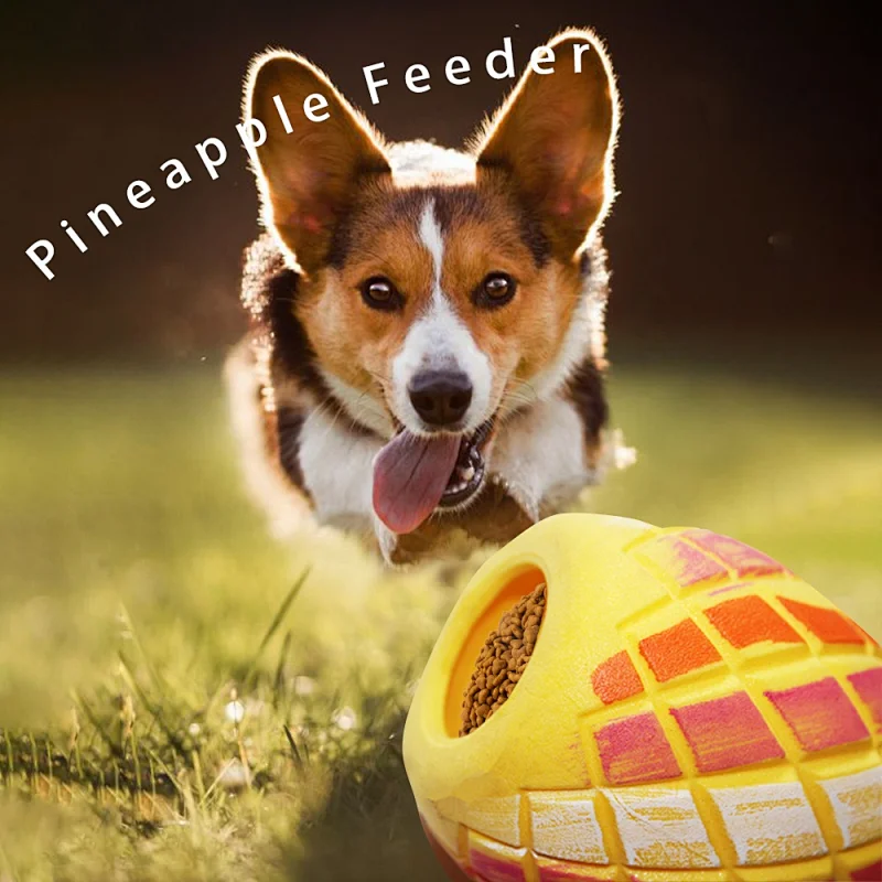 TPR Foam Pet Dog Cat Food Attractant Toy  pineapple Shape Chew Toy For Pets Who Dont Like Toys