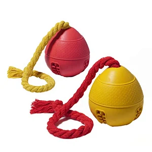 Interactive Puzzle Game Dog Toys Pet Food Leakage Dog Training Ball on a Rope Natural Rubber For Aggressive Chewer