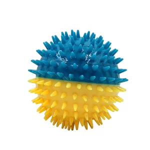 Squeaky ball dog  teeth grinding toys colorful teeth cleaning toy voice activated dog soft spike ball toys