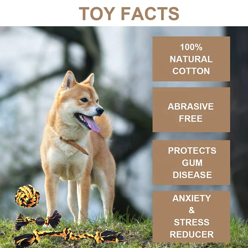 Cotton rope ball dog  toy set with flying disc for training dogs dog soft toy