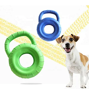 Durable Eva Foam Tyre Shape Dog Toy Larger Dogs Interactive Training Floating Throw Chewing Toy With Handle