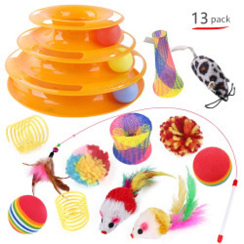 The Mouse House Flippity Fish Interactive Motorised Soft Cat Toy Set Big Hugging Plush