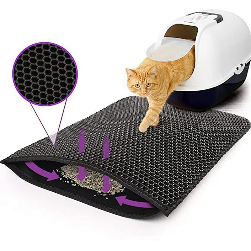 Waterproof EVA Litter Trap Pad Cat Bed Sand Mat Double-Layer Black Pet Litter Mat