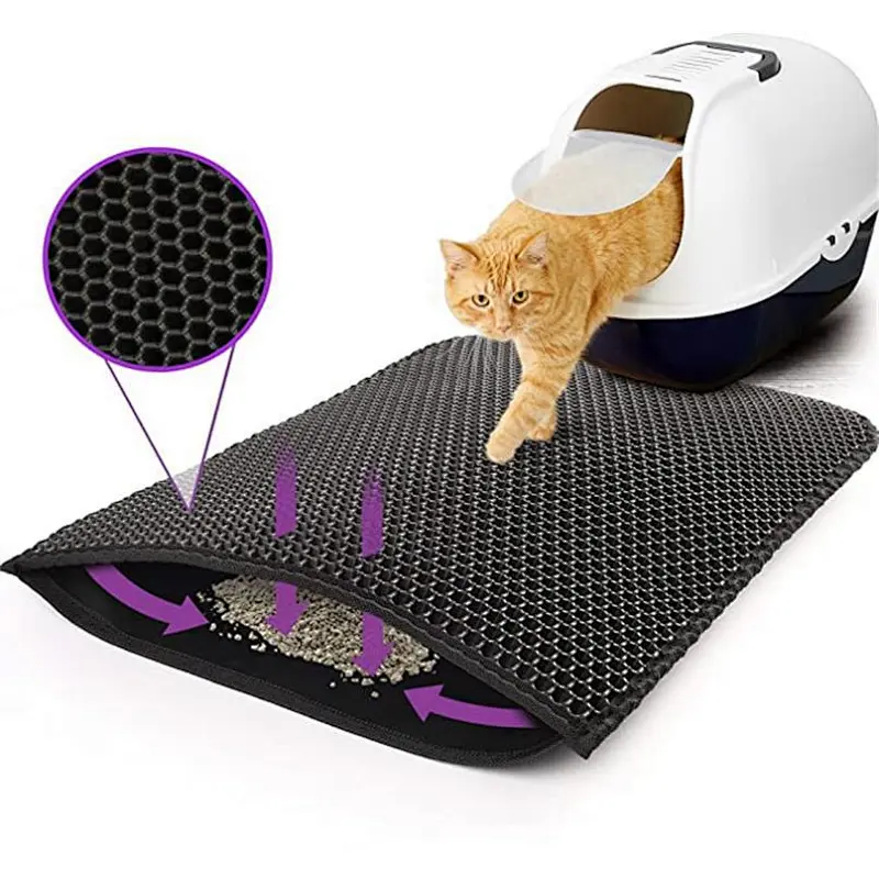 Waterproof EVA Litter Trap Pad Cat Bed Sand Mat Double-Layer Black Pet Litter Mat