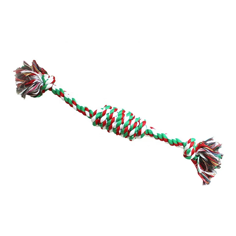 Christmas Dog Toy Set Cotton Rope TPR Tooth Cleaning Pet Chew Toy Interactive Squeaky Toy