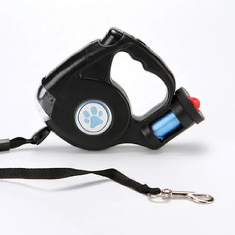 Best Selling Custom Pet Products Automatic Heavy Duty LED Light Retractable Pets Leash With Poop Bag