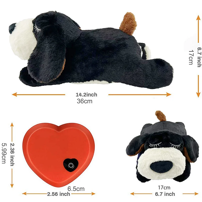 Customized Puppy Toy with Heartbeat Dog Training Toy for Separation Anxiety Claming Behavioral aid plush lying beat heart puppy