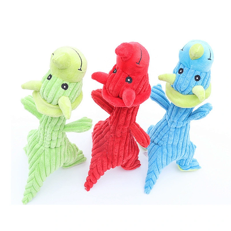 Eco-friendly dinosaur shape Squeaky interactive chew plush soft dinosaur dog toy