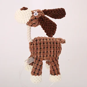 Wholesale Pet Products Donkey Dog Toys Shape Plush Chew Toy With Rope