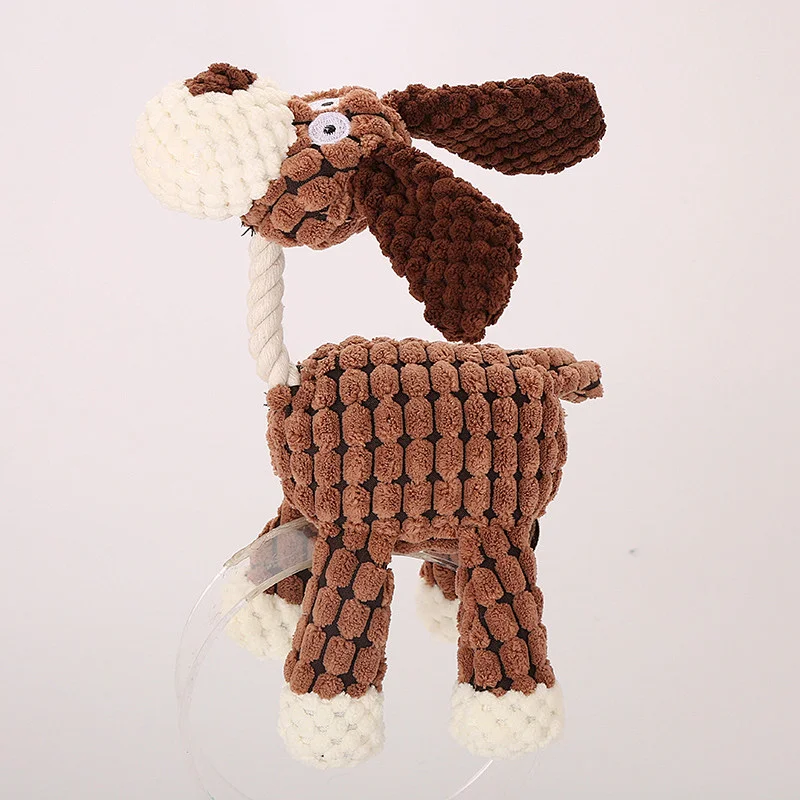Wholesale Pet Products Donkey Dog Toys Shape Plush Chew Toy With Rope