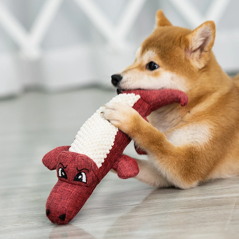 Ready to ShipIn Stock Fast Dispatch Factory Directly Sale Crocodile Shape Dog Toys Cute Funny Pet Plush Squeaky Toys