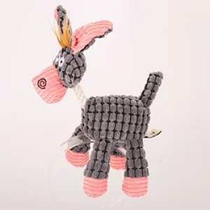 Wholesale Pet Products Donkey Dog Toys Shape Plush Chew Toy With Rope