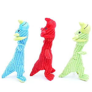 Eco-friendly dinosaur shape Squeaky interactive chew plush soft dinosaur dog toy