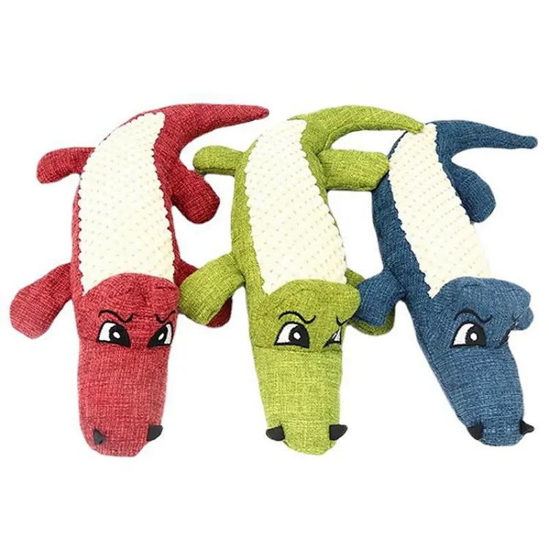 Ready to ShipIn Stock Fast Dispatch Factory Directly Sale Crocodile Shape Dog Toys Cute Funny Pet Plush Squeaky Toys