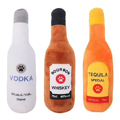 New Design Beer Bottle Chew Plush Dog Activity Toy