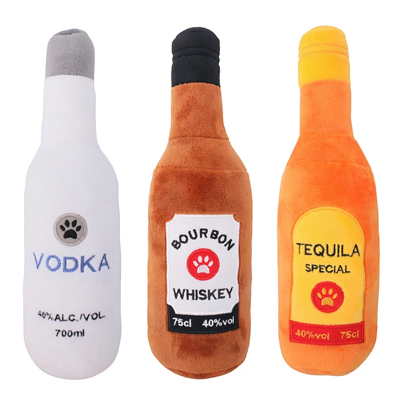 New Design Beer Bottle Chew Plush Dog Activity Toy