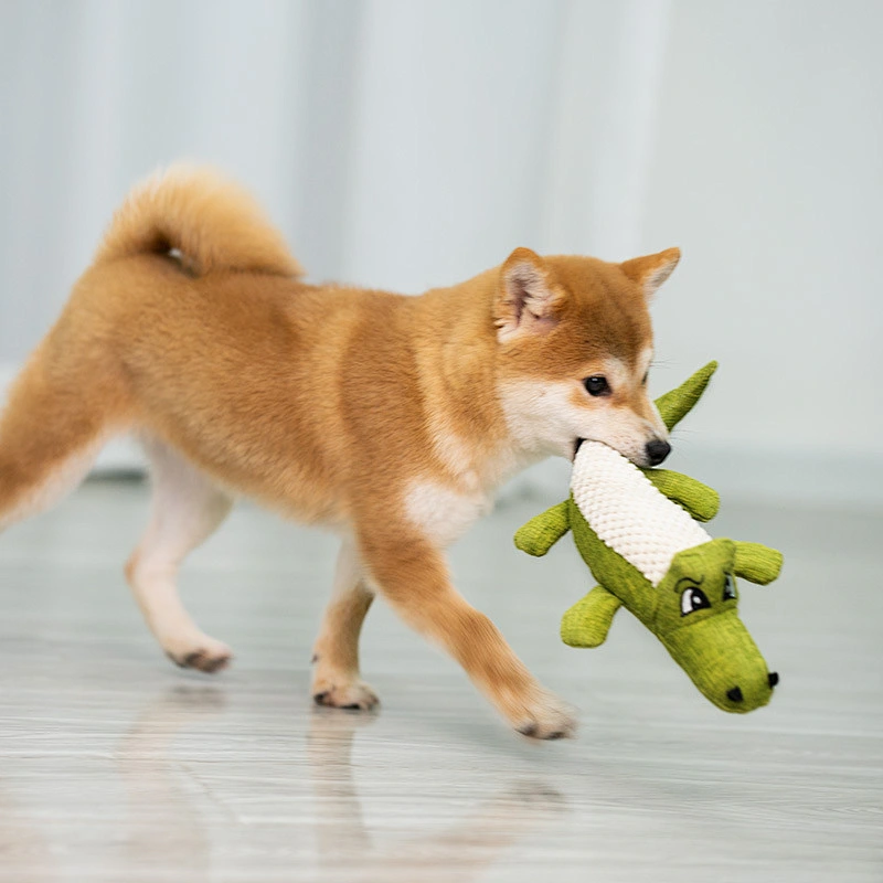 Ready to ShipIn Stock Fast Dispatch Factory Directly Sale Crocodile Shape Dog Toys Cute Funny Pet Plush Squeaky Toys