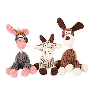 Wholesale Pet Products Donkey Dog Toys Shape Plush Chew Toy With Rope