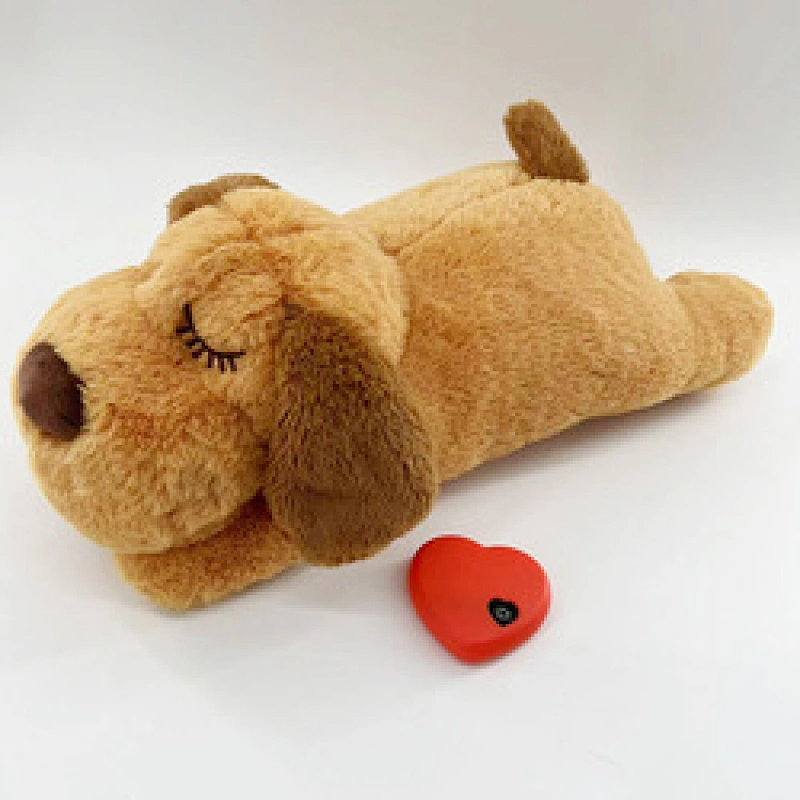 Customized Puppy Toy with Heartbeat Dog Training Toy for Separation Anxiety Claming Behavioral aid plush lying beat heart puppy