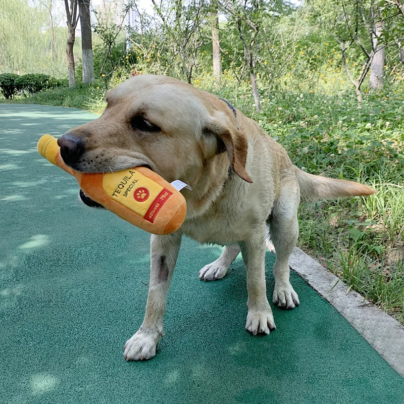 New Design Beer Bottle Chew Plush Dog Activity Toy