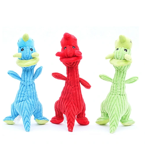 Eco-friendly dinosaur shape Squeaky interactive chew plush soft dinosaur dog toy