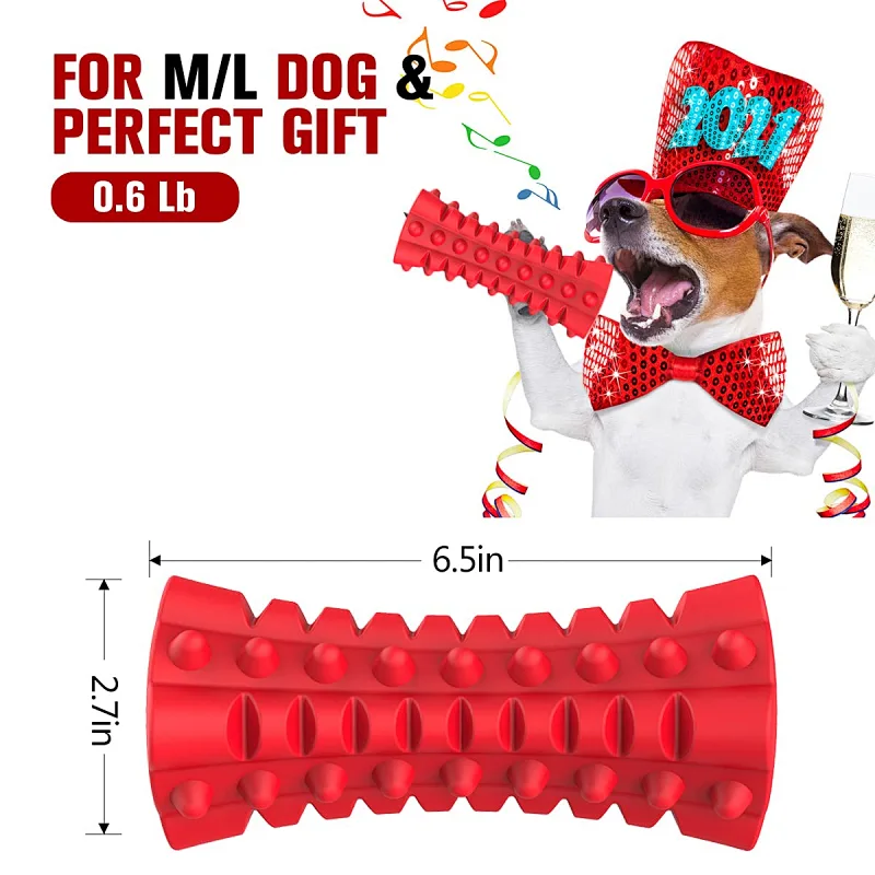 Dog Squeaky Toys Almost Indestructible Tough Durable Dog Toys Dog chew Toys for Large Dogs Aggressive chewers Stick Toys Puppy Chew Toys with Non-Toxic Natural Rubber
