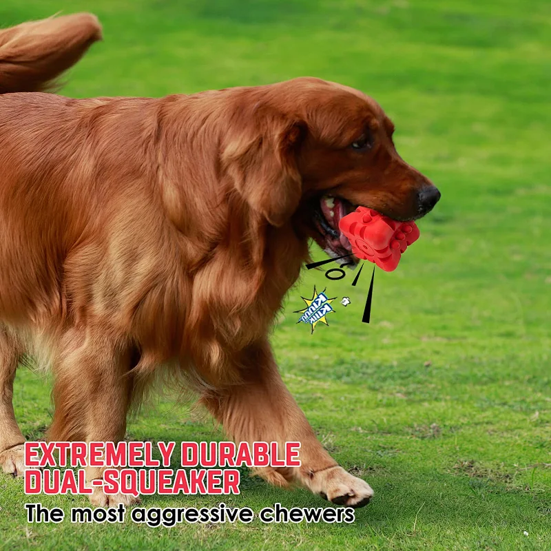 Dog Squeaky Toys Almost Indestructible Tough Durable Dog Toys Dog chew Toys for Large Dogs Aggressive chewers Stick Toys Puppy Chew Toys with Non-Toxic Natural Rubber