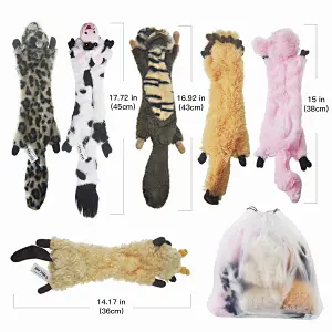 Dog Squeaky Toys No Stuffing, 6 Pack Dog Toys Crinkle Dog Toys for Small Dogs Durable Dog Chew Toys Plush Cute Animals Natural Puppy Toys for Teething Pet Toys Squeak