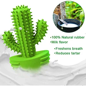 Dog Chew Toys Dog Toothbrush Stick Teeth Cleaning Brush Dental Rubber Dog Squeaky Toys for Aggressive Chewers Cactus Tough Toys Interactive for Training Cleaning Teeth
