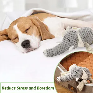 Plush Dog Toy, Squeaky Interactive Puppy Dog Toys with Crinkle Paper, Durable Chew Toys for Small and Medium Dogs with Elephant Shape