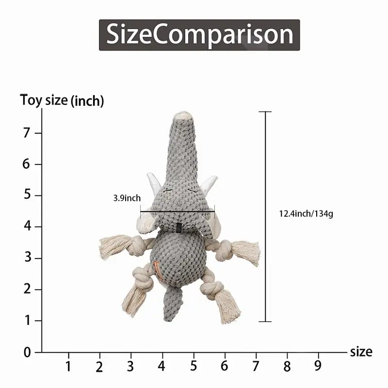 Plush Dog Toy, Squeaky Interactive Puppy Dog Toys with Crinkle Paper, Durable Chew Toys for Small and Medium Dogs with Elephant Shape