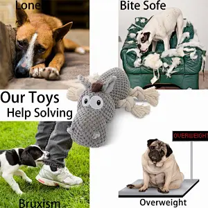 Stuffed Dog Toys, Tug of War Plush Dog Toy for Large Breed, Cute Donkey Squeaky Dog Toys, Dog Chew Toys for Puppy, Small, Middle, Big Dogs