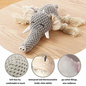 Plush Dog Toy, Squeaky Interactive Puppy Dog Toys with Crinkle Paper, Durable Chew Toys for Small and Medium Dogs with Elephant Shape